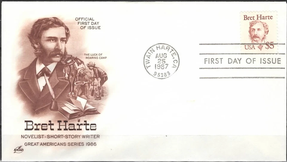 US Scott #2196 FDC, $5 "Bret Harte", unaddressed - Image 1 of 1