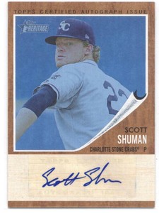 2011 Topps Heritage Minor League Real One Autographs Blue Tint #SS Scott Shuman 