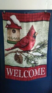 Carson doppelseitige Hausfahne, Welcome, Cardinal, Winter - Bild 1 von 1