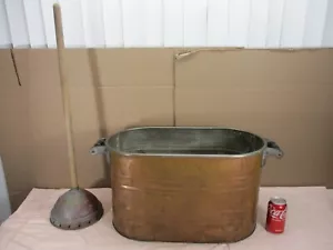 Vintage primitiver Kupferkessel Waschwanne mit seltener Wäschewanne Rührwerk - Bild 1 von 20
