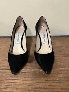 Zapatos Jimmy Choo Punta Punta Punta Zapatos Negros Gamuza EU 38.5 US 7.5/8 - Imagen 1 de 17