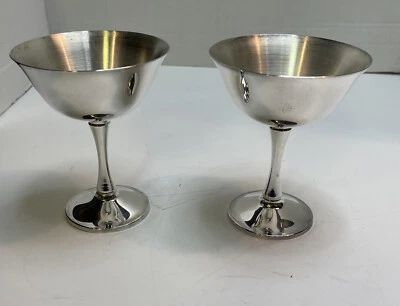  塞勒姆银盘香槟谢伯特高脚杯玻璃杯 4 3/4 高 2 件套  — 第 1/4 张图片