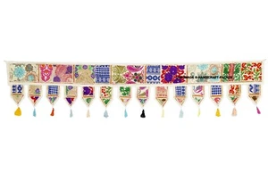 Indian Embroidered Door Hanging Vintage Cotton Patchwork Window Valance Toran - Foto 1 di 3