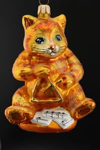 Vintage Christopher Radko Christmas Ornament Musical Cat 5" TALL - Picture 1 of 11