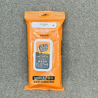 Dead Down Wind Durable Wash Cloths Field Wipes Scent Control Bow Hunting 25 Pack - Image 1 of 4