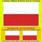 POLAND Flag POLISH Vinyl Bumper Sticker-Decal 100mm(4") x1+2 BONUS