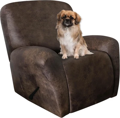 Leather-Like Recliner Chair Covers 4 Pc Heavy Duty Slipcover for Lazy Boy Chair - Image 1 of 4