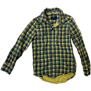 Stella McCartney Gap Kids Check Yellow Blue Snap On Long Sleeve Shirt Boys Sz S - Picture 1 of 5