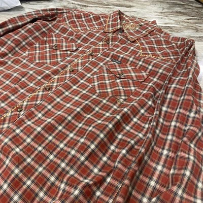 Southern Thread Western Shirt Pearl Snap Plaid Red Mens XL Long Sleeve Cowboy - Image 1 of 4