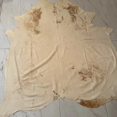 Real Leather Cowhide - Prime Cane  light beige color  original lather  7ft /6ft - Image 1 of 4