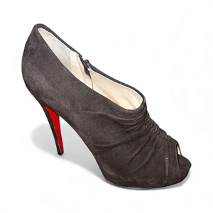 Christian Louboutin Trepoli Wildleder Peeptoe Plateau Booties Braun 38,5 NEU - Bild 1 von 5