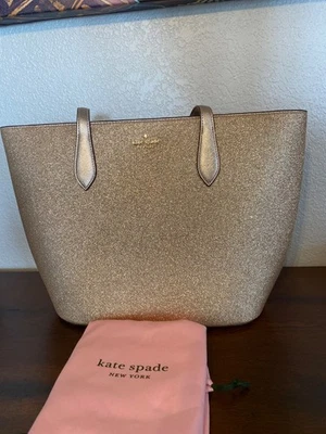 Bolso de Hombro Kate Spade Dorado Brillo Grande Superior Cremallera Brillo Vacaciones Dorado. Foto 1 de 4