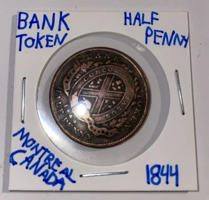 1844 Montreal Lower Canada Bank Token One Half Penny - Picture 1 of 5
