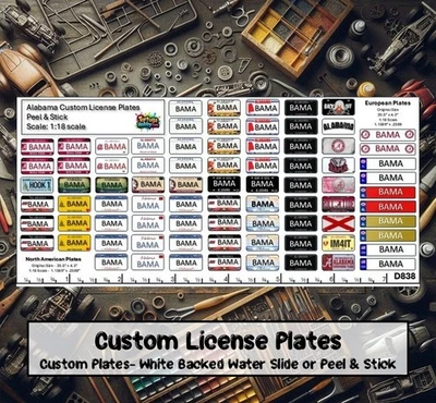 1:18 Scale - Custom Personalized License Plates Decals. - Image 1 of 4