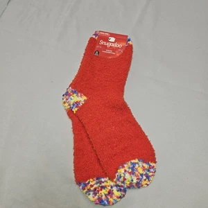 Red with Red Metallic Threads Fluffy Plush Warm Socks One Size Snugadoo - Picture 1 of 4