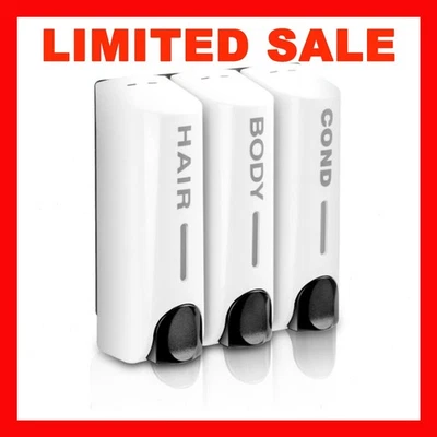 White Soap Dispenser Wall Mount Hand Wash Bathroom Shampoo Shower Liquid Manual - image 1 of 4