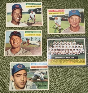 1956 Tops Baseball Card Lot (5): Cincinnati Redlegs Team Card, Lawrence, Bridges - Picture 1 of 7