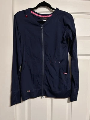 Jaqueta feminina Koi Lite Clarity azul marinho zíper completo XS esfoliante manga longa - Imagem 1 de 3