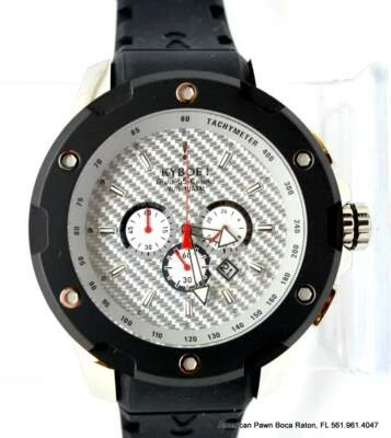 KYBOE! Giant 55 Chrono  Watch LED light  Black Silicone strap White Dial NEW - Image 1 of 4