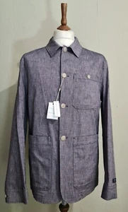 Fisk Of Oslo Shaket Story Cotton Linen Field Jacket Bluish Purple Size uk 44 - Picture 1 of 8