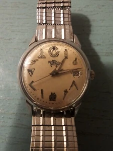 Antique 1950's Bulova Self-Winding Masonic Zodiac Wrist Watch-Works - Picture 1 of 7
