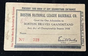 Copertina libro biglietti Babe Ruth "Home Run HR #708 & 709 1935 Boston Braves⚾️ - Foto 1 di 5