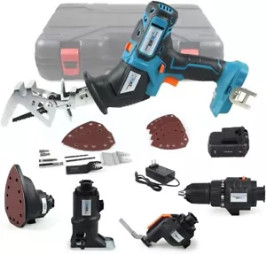 5-Werkzeug Werkzeug Combo Kit mit Koffer, Bohrer, Empfangssäge, Stichsäge, Schwingwerkzeug, Schleifer - Bild 1 von 6