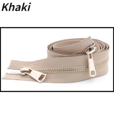 120cm Metal Zipper Copper Teeth Open-End Double-Sided Slider Pull for Sewing - Image 1 of 4