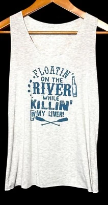 Funny Novelty Floating On The River 而 Killin' My Liver 灰色背心 尺寸 L — 第 1/4 张图片