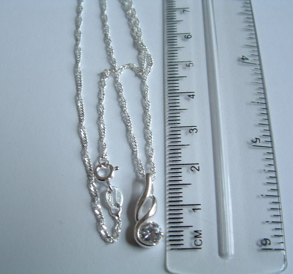 New 925 Sterling silver necklace chain Zirconia pendant  - Image 1 of 4