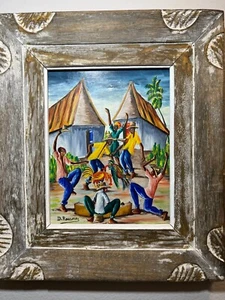 Rare Vintage D. Rouanez Haitian Painting on Board - Picture 1 of 6