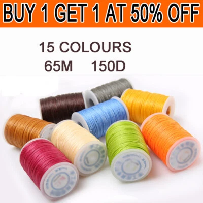 65/260M 150D Leather Sewing Flat Waxed Thread Hand Wax Stitching Repair Cord - Image 1 of 4