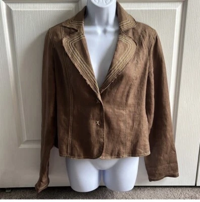 Chaqueta de lino True Meaning vintage para mujer. Firma deshilachado e impresionante forro Foto 1 de 4