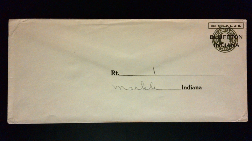 US Precancel Envelope: IN Bluffton Local T1 A 21 24; Used - Image 1 of 1