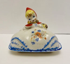 Vintage Hull Little Red Riding Hood Butter Dish Pat.#135889 Country Chic (Rare). - Picture 1 of 10
