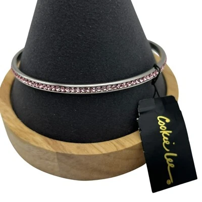 Brazalete Brazalete De Colección Cookie Lee Cristal Rosa Anfitriona Exclusivo Tono Plata NUEVO Foto 1 de 4