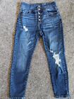 Kancan For Maurices High Waist 5 Button Up Medium Wash Ripped Jeans Size 28