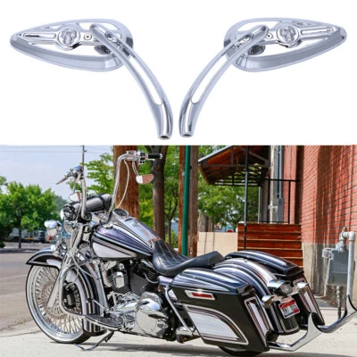 Chrome Motorcycle Skull Mirrors For Harley Davidson Road King Fatboy Softail US - Image 1 of 4