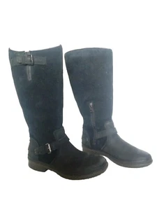 UGG THOMSEN 1005268 WATERPROOF TALL BOOTS LEATHER SUEDE Stout Black Size 6 EU 37 - Picture 1 of 7