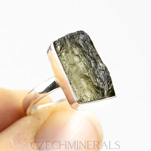 4.6g MOLDAVITE tektite polished ring SIZE US 6 1/2 sterling silver .925 #JM553 - Picture 1 of 6