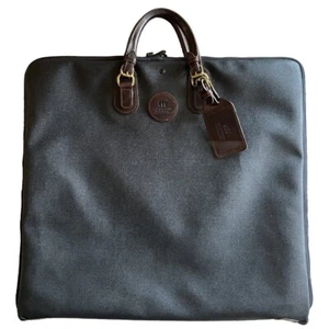 Mulholland Brothers Black Brown Pebbled Leather Garment Bag Travel Suit Cover - Picture 1 of 17