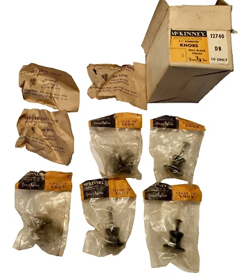 黑色铁麦金尼锻铁 1-1/8 英寸旋钮 8 件套全新陈货复古 MCM — 第 1/4 张图片