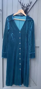 Boho/Gypsy Teal Valore Button Through Maxi Shirt Dress sz 14/16 Beyond Retro - Picture 1 of 10