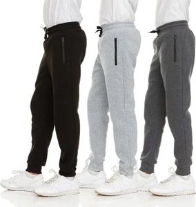 3 PACK:  Youth Fleece Jogger Sweatpants Boys Kids clothes Boys Joggers Size 4-20 - Picture 1 of 37