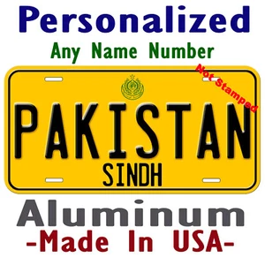 Placa de matrícula de coche novedoso personalizada de Pakistán Sindh cualquier nombre - Imagen 1 de 7