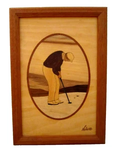 Hudson River Inlay Wood Man Putter By Nelson Marquetry Golfer Golf Wall Art - Picture 1 of 3