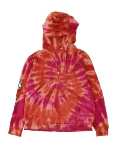 VOLCOM Womens Graphic Hoodie Jumper UK 0/2 XS Pink Tie Dye Cotton VW09 - Picture 1 of 3