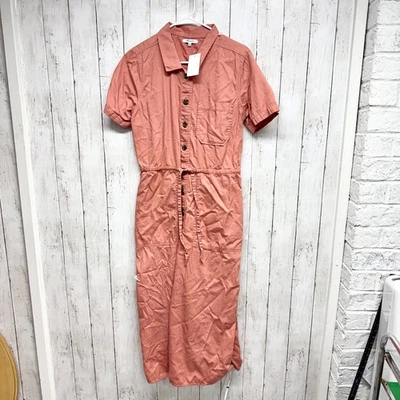 Madewell Jumpsuit Women 14 Collared Button Front Short Sleeve Wide Leg Utility - Image 1 of 4