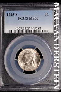 1945-S Jefferson Nickel - PCGS MS65 - Brilliant Uncirculated #SLH1031 - Picture 1 of 2
