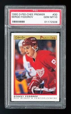 1990 O-Pee-Chee Premier #30 Sergei Fedorov Rookie Card PSA 10 GEM MINT - Image 1 of 2
